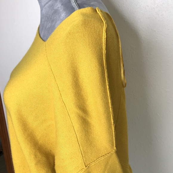 Free People Cashmere Sweater Size Small Mustard Yellow Draped Oversized Soft S - Picture 6 of 13